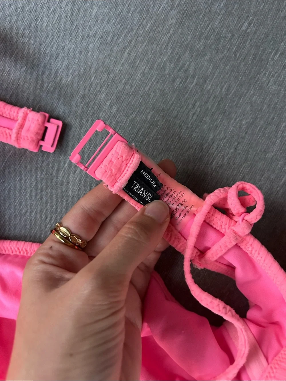 triangl swimwear Hot Pink Ribbed Bikini Set with Zip Pouch